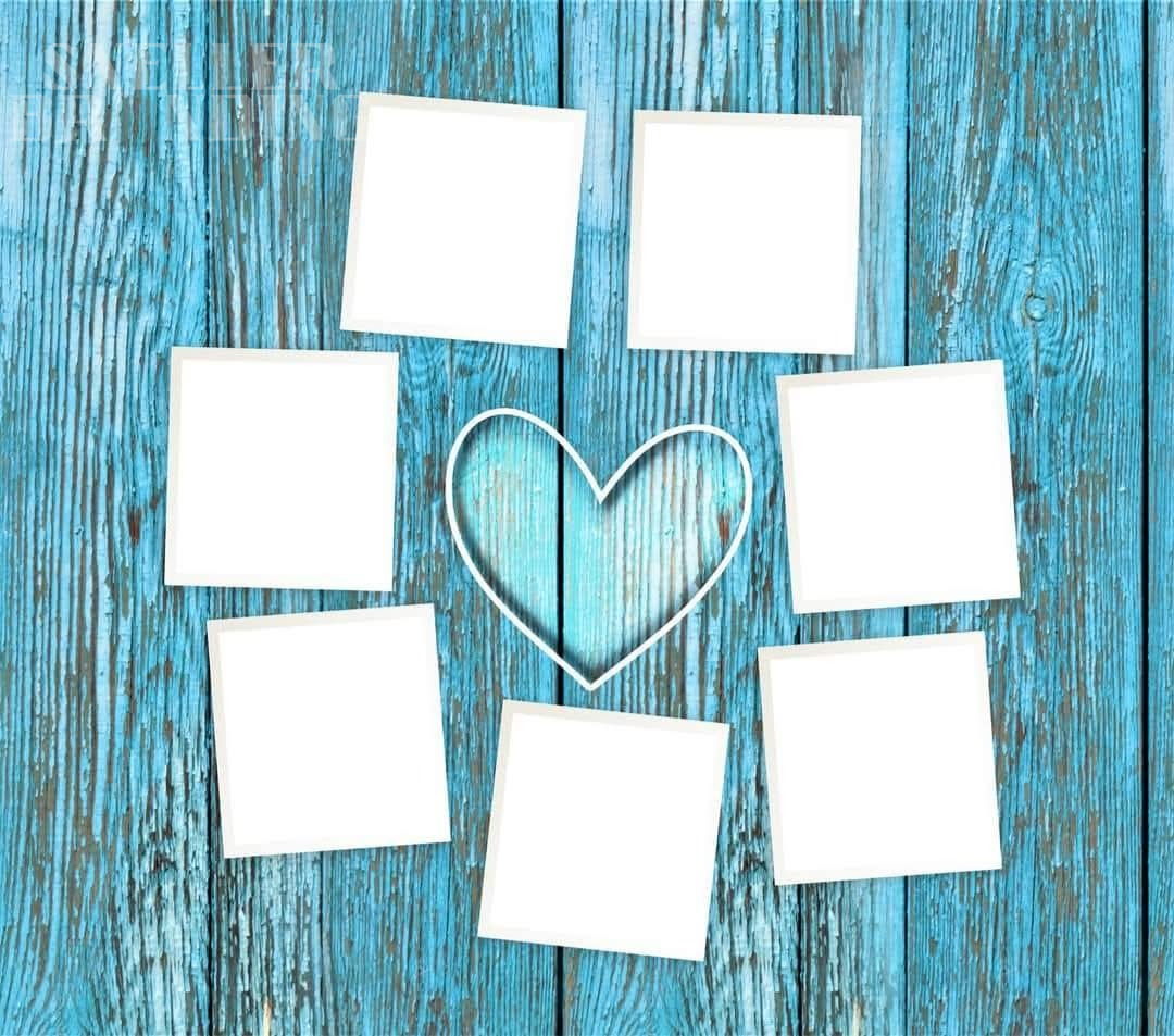 Blue Wood Heart Custom Photos