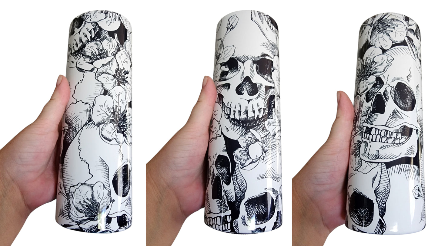 Floral Skulls Black & White