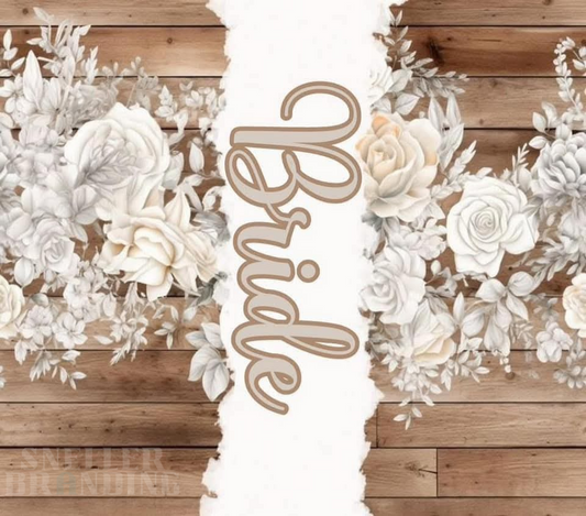 Bridal Party White Roses & Wood