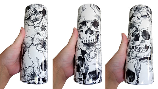 Floral Skulls Black & White